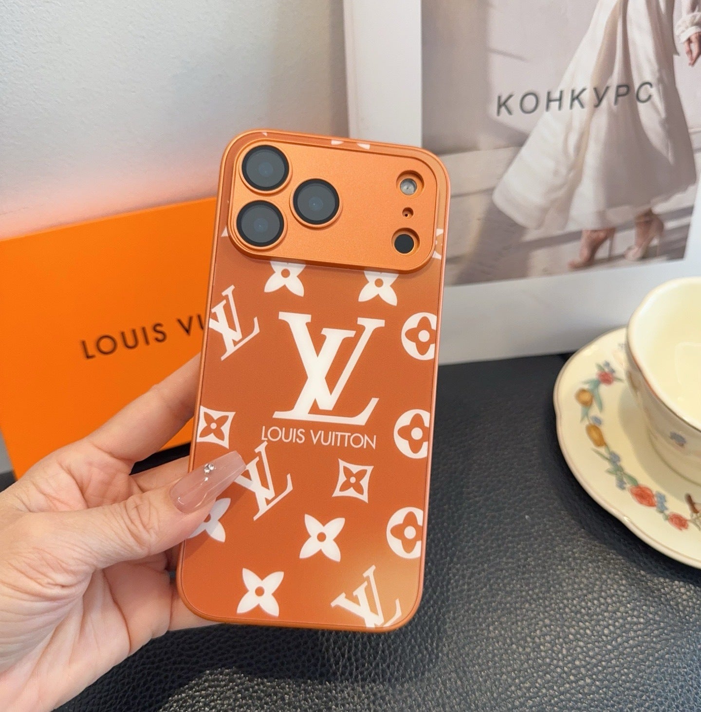 Luxury Orange with Reinforced Camera Case for iPhone 13-17