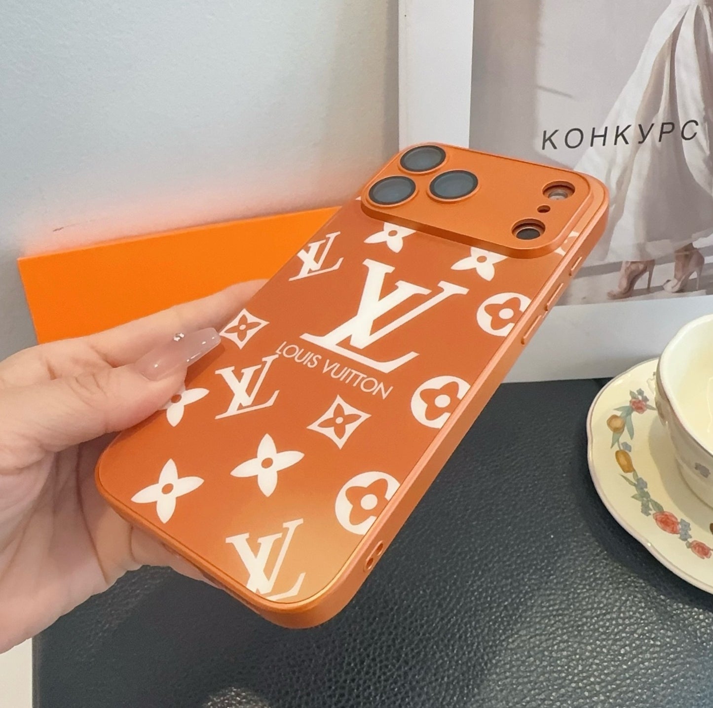 Luxury Orange with Reinforced Camera Case for iPhone 13-17
