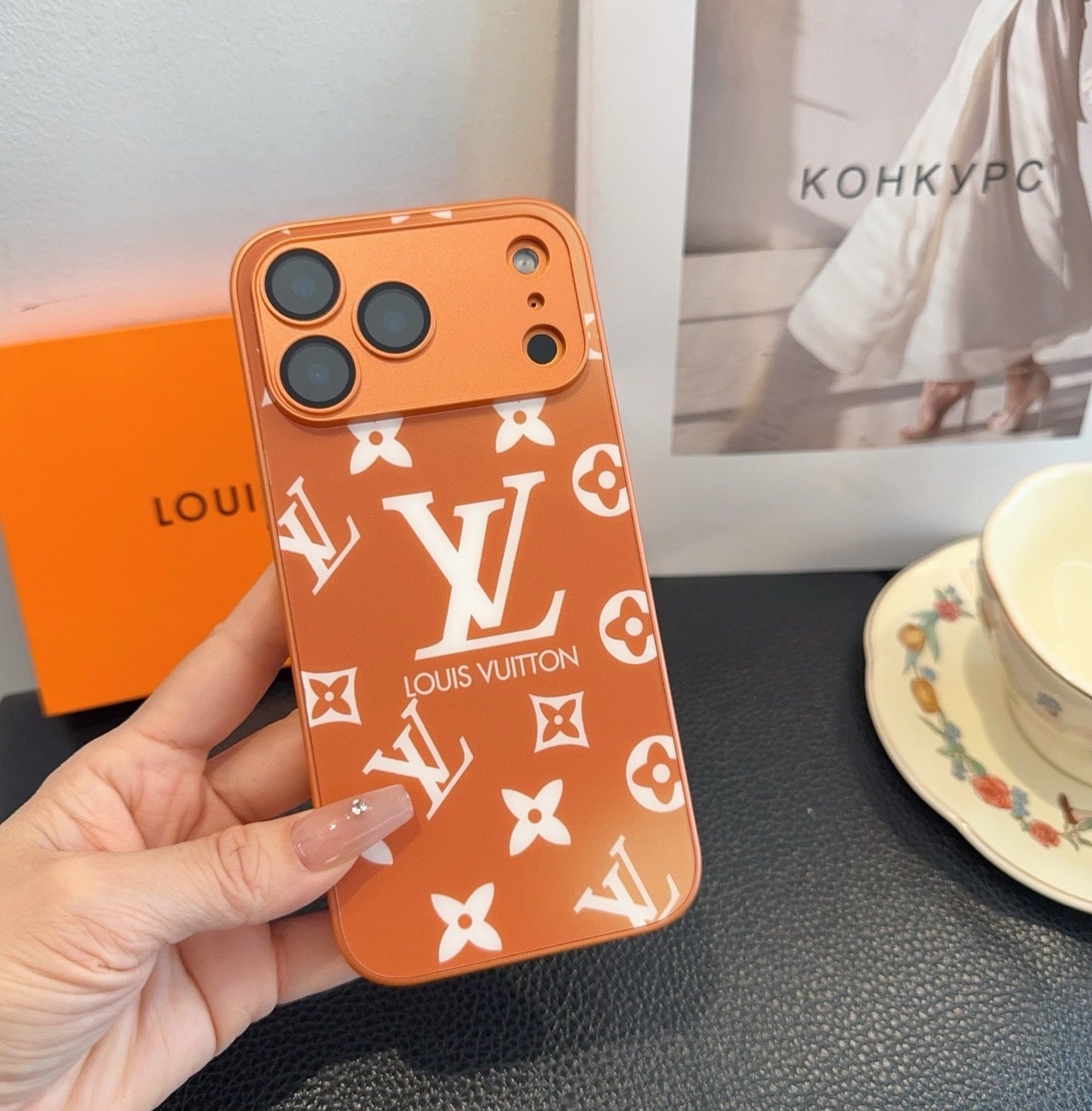 Luxury Orange with Reinforced Camera Case for iPhone 13-17