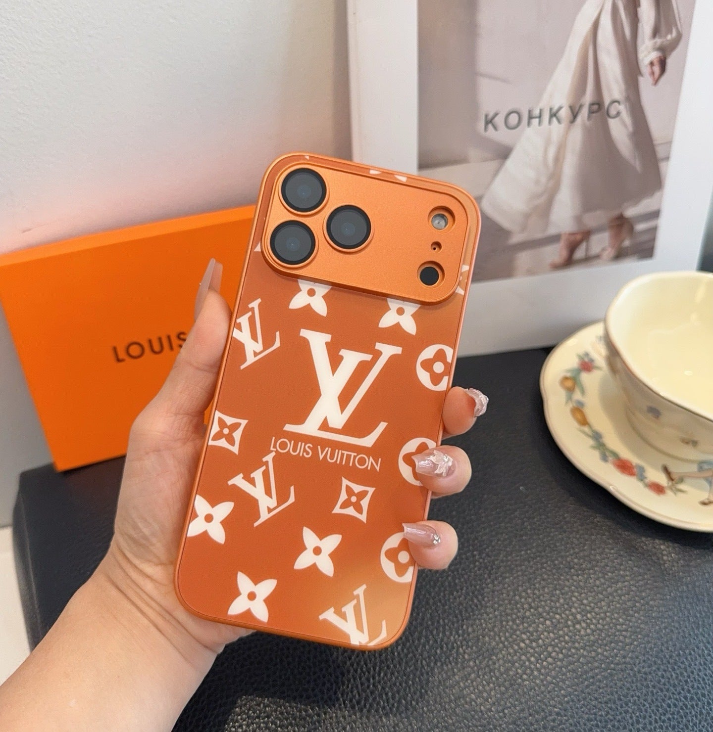 Luxury Orange with Reinforced Camera Case for iPhone 13-17
