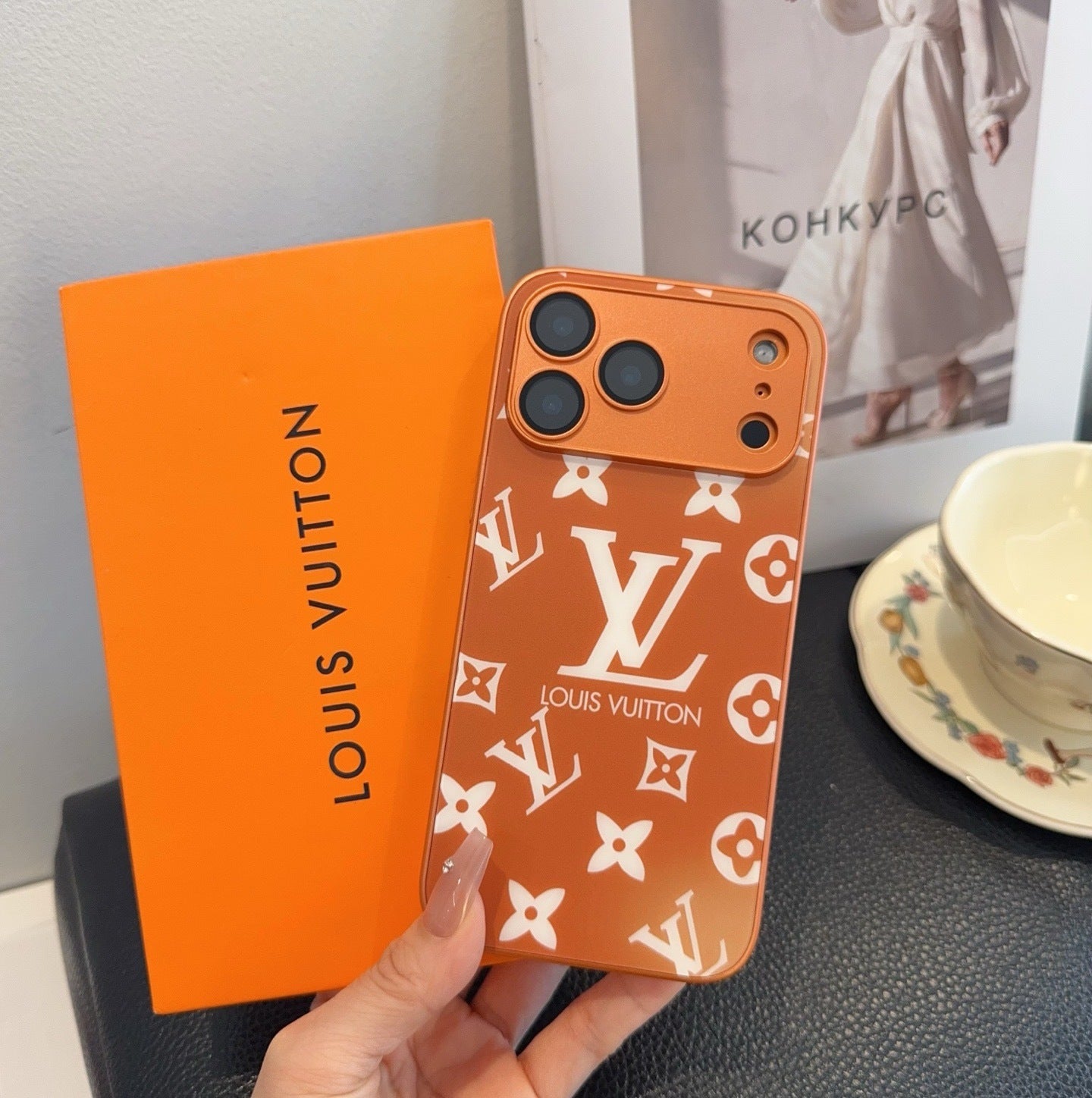 Luxury Orange with Reinforced Camera Case for iPhone 13-17