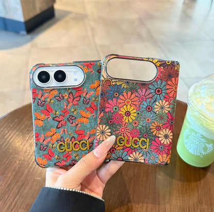 Luxury GG Vintage Floral Butterfly iPhone Duo Case