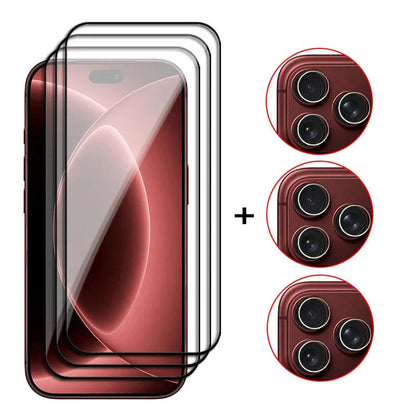 6-in-1 Full Cover Glass - Screen + Lens For iPhone 12-18 Pro & Pro Max