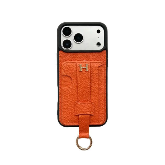 HRM Pebbled Leather Case with Pull-Tab Strap & Ring