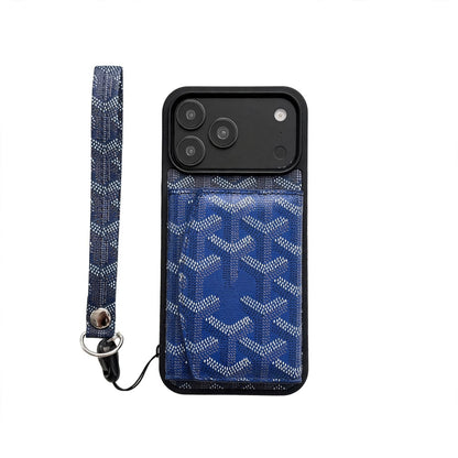 Luxury GD Pattern Tri-Fold Wallet Phone Case with Matching Wristlet Strap