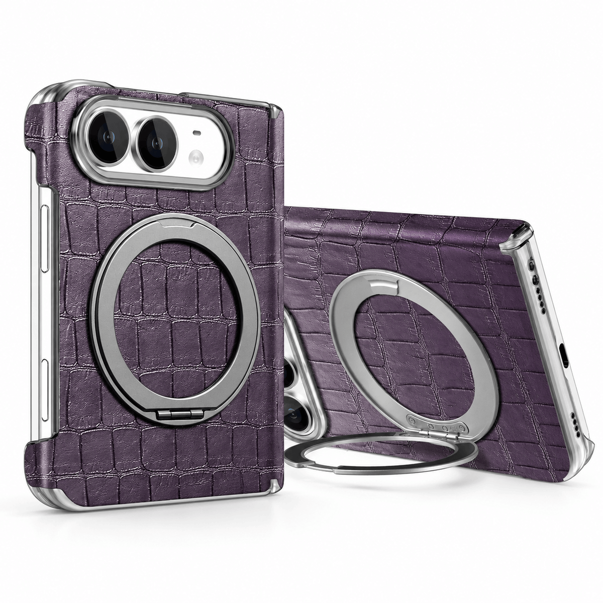 Luxury Leather Ring Stand Case for iPhone Duo