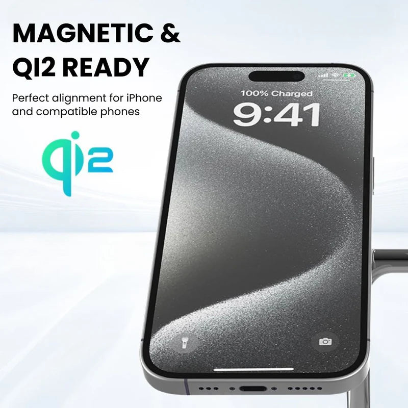 Elegant 3-in-1 Magnetic T-Bar Wireless Charging Dock For Apple