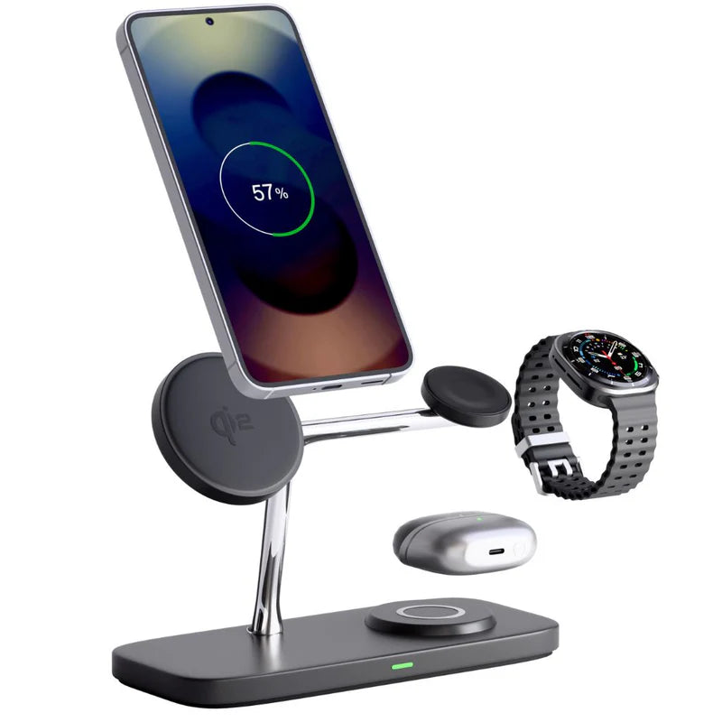Premium 3-in-1 Magnetic T-Bar Wireless Charging Dock for Samsung