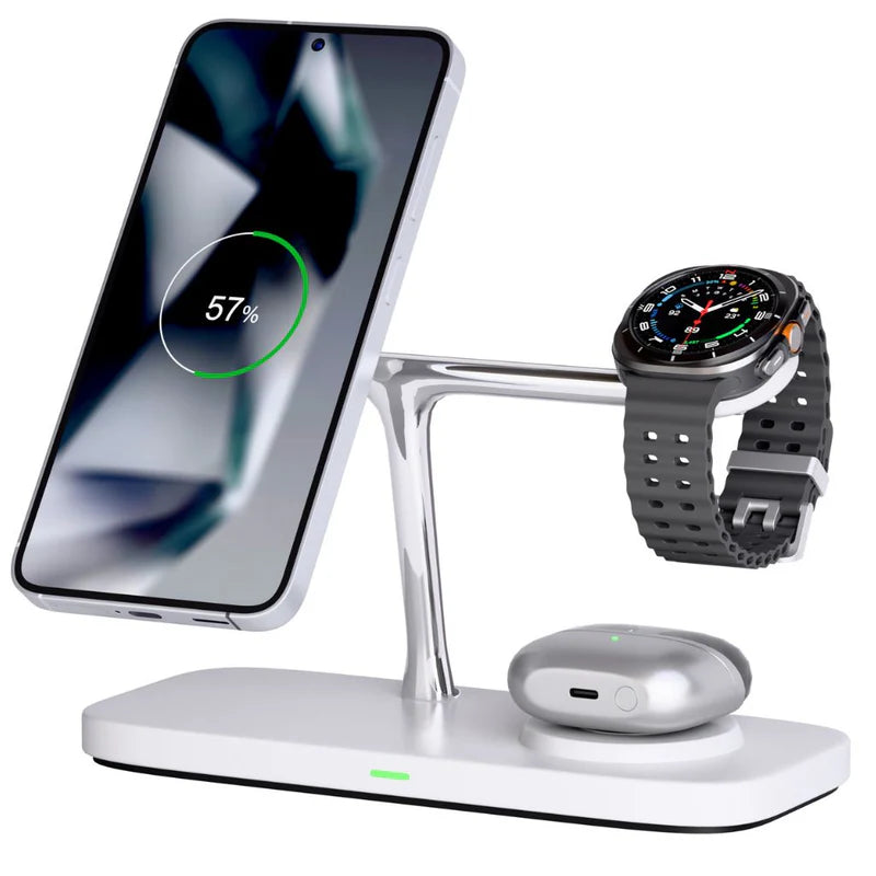 Premium 3-in-1 Magnetic T-Bar Wireless Charging Dock for Samsung