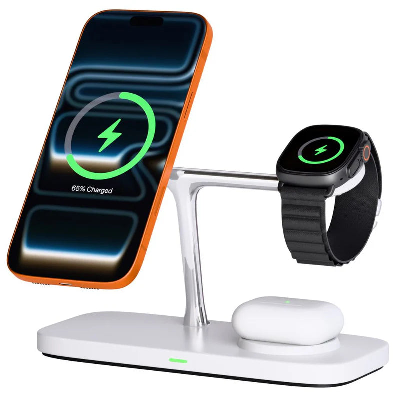 Elegant 3-in-1 Magnetic T-Bar Wireless Charging Dock For Apple