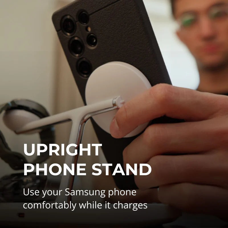 Premium 3-in-1 Magnetic T-Bar Wireless Charging Dock for Samsung