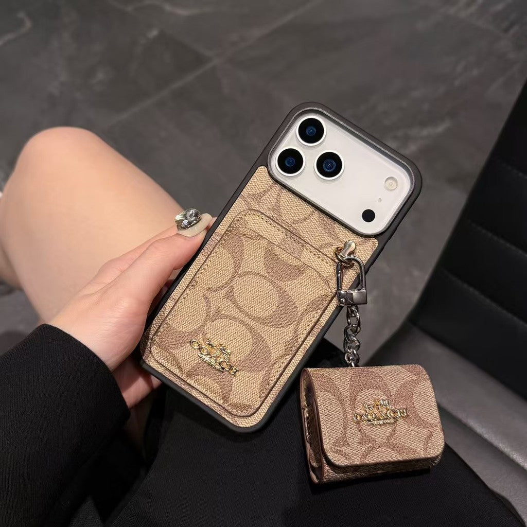 Luxury COACH Leather with Card Wallet Slot For iPhone 17/ 16/ 15/ 14
