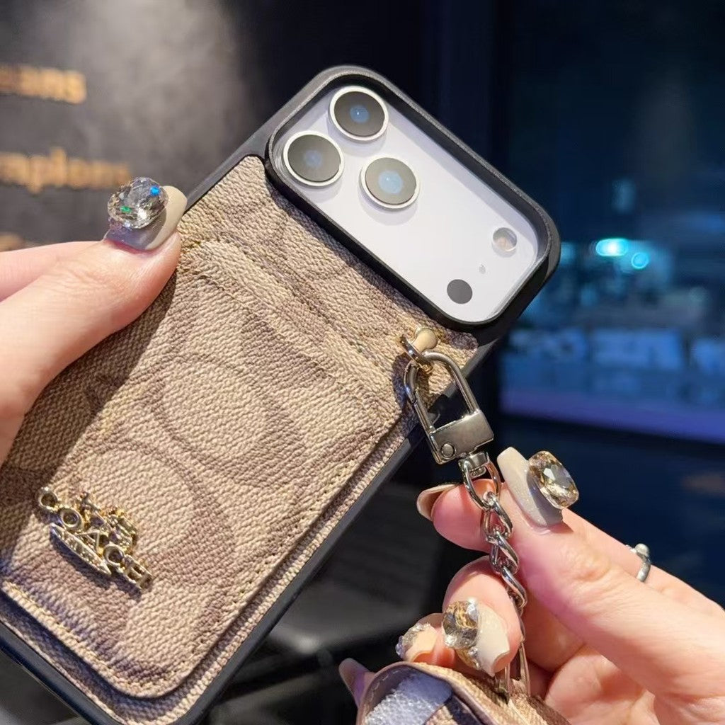 Luxury COACH Leather with Card Wallet Slot For iPhone 17/ 16/ 15/ 14