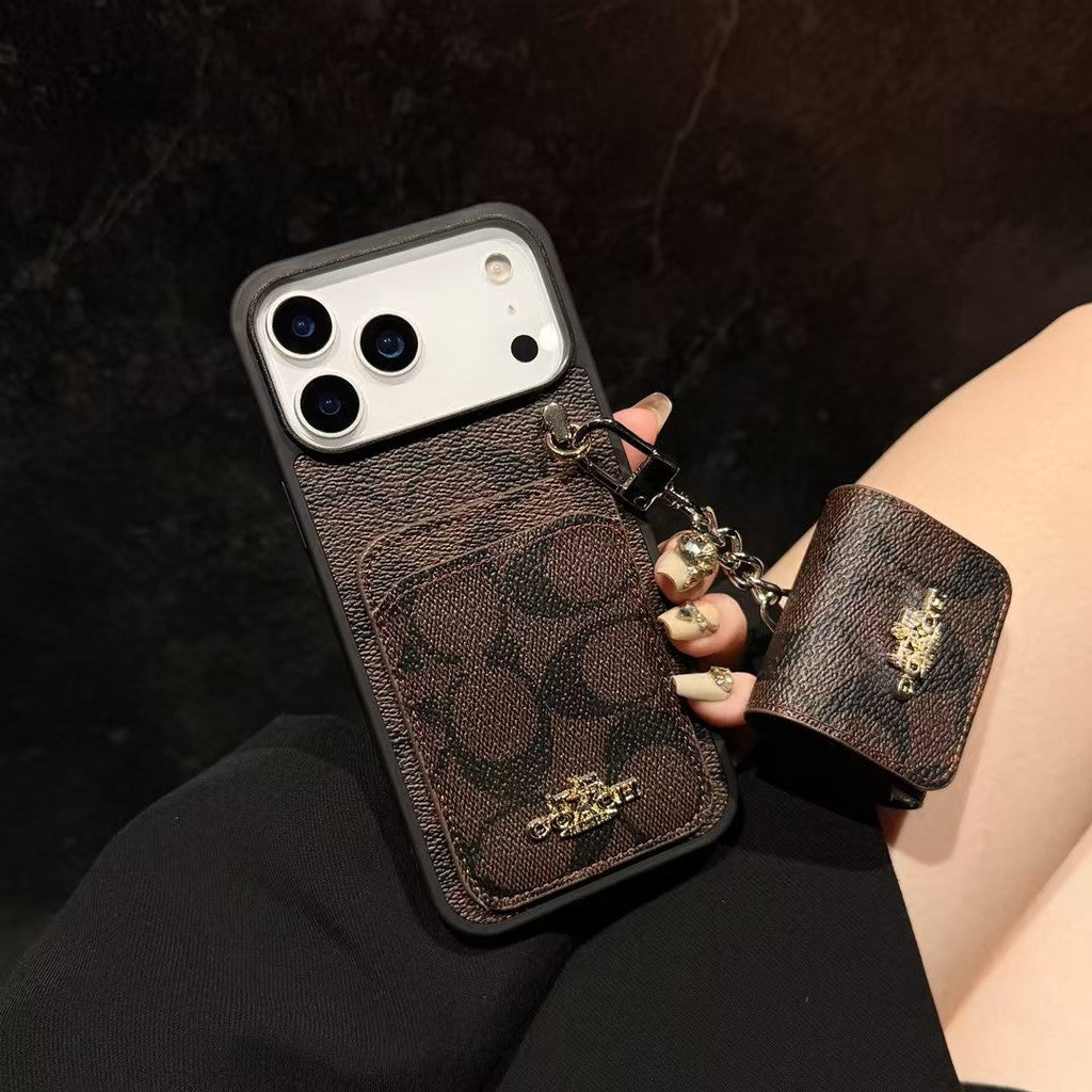 Luxury COACH Leather with Card Wallet Slot For iPhone 17/ 16/ 15/ 14