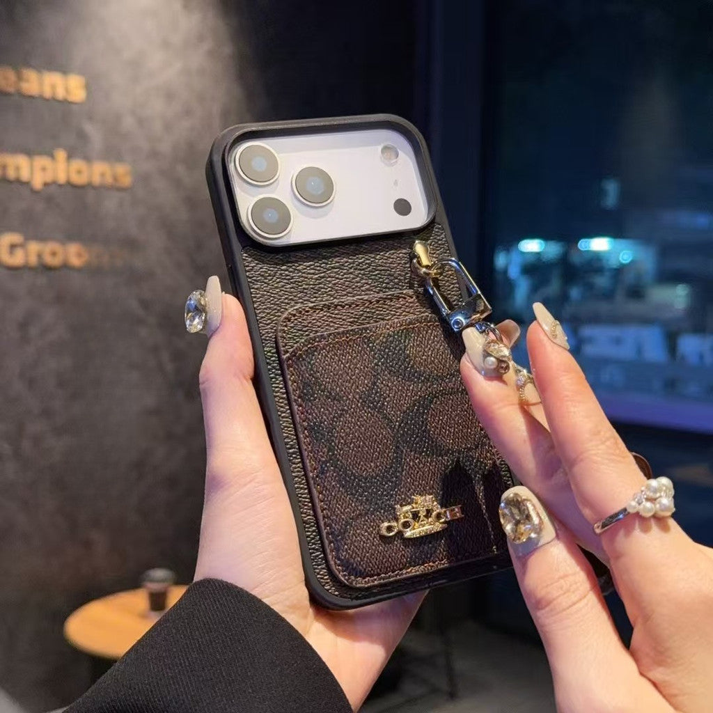 Luxury COACH Leather with Card Wallet Slot For iPhone 17/ 16/ 15/ 14