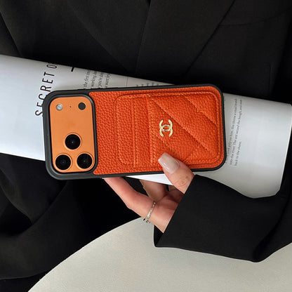CHN Leather Pocket Case with Metal CC Badge