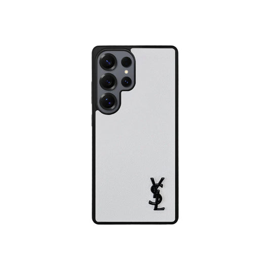 Luxury White Saffiano Case for Samsung S22-S26 Series