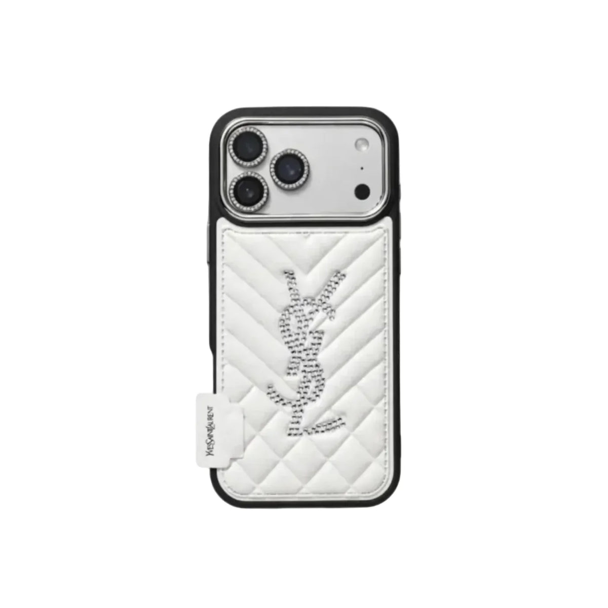 Luxury Rhinestone YSL Quilted Leather Phone Case For iPhone 13-18 Pro & Pro Max